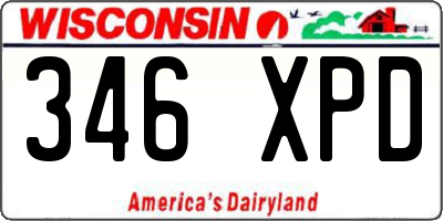 WI license plate 346XPD