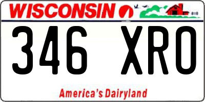 WI license plate 346XRO