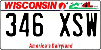 WI license plate 346XSW