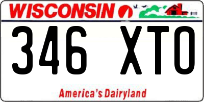 WI license plate 346XTO