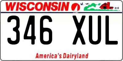 WI license plate 346XUL