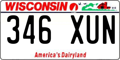 WI license plate 346XUN