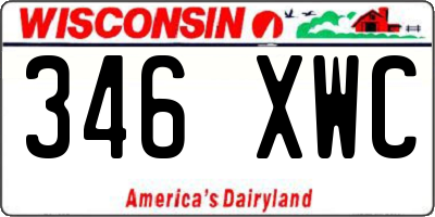 WI license plate 346XWC