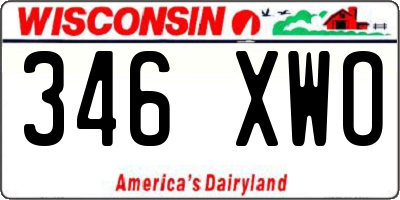 WI license plate 346XWO