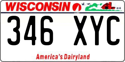 WI license plate 346XYC