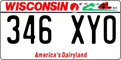 WI license plate 346XYO