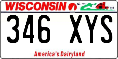 WI license plate 346XYS