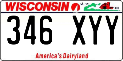 WI license plate 346XYY