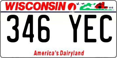 WI license plate 346YEC