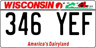 WI license plate 346YEF