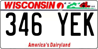 WI license plate 346YEK