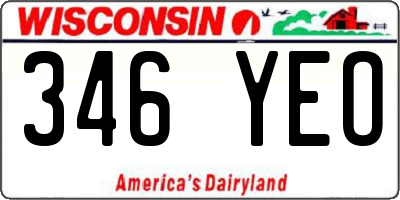 WI license plate 346YEO