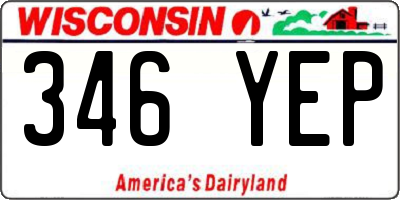 WI license plate 346YEP