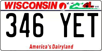 WI license plate 346YET