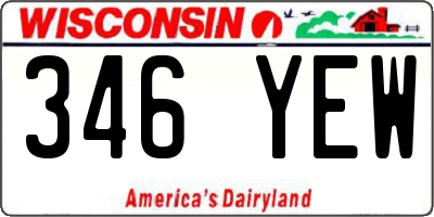 WI license plate 346YEW