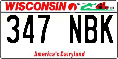 WI license plate 347NBK