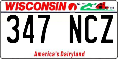 WI license plate 347NCZ