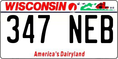 WI license plate 347NEB