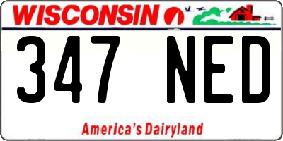 WI license plate 347NED