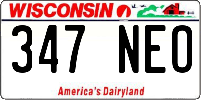 WI license plate 347NEO