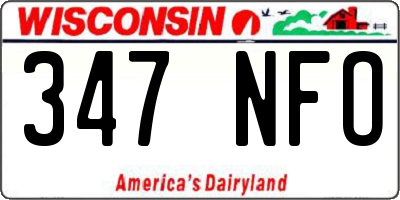 WI license plate 347NFO