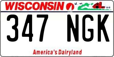 WI license plate 347NGK