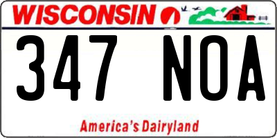 WI license plate 347NOA