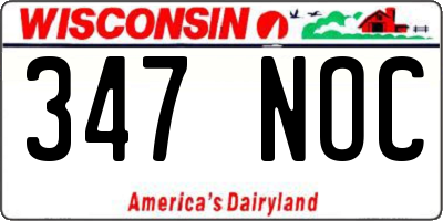 WI license plate 347NOC