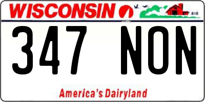 WI license plate 347NON