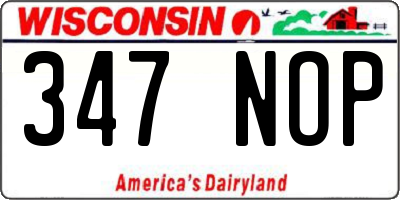 WI license plate 347NOP