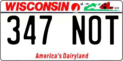 WI license plate 347NOT