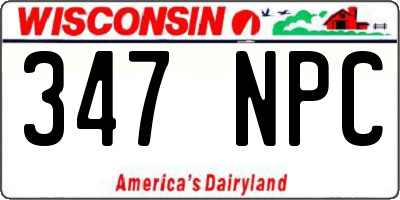 WI license plate 347NPC