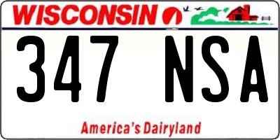 WI license plate 347NSA