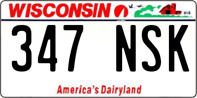 WI license plate 347NSK