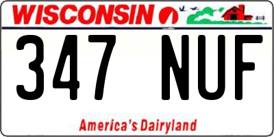 WI license plate 347NUF