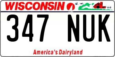 WI license plate 347NUK