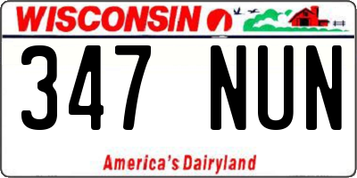 WI license plate 347NUN