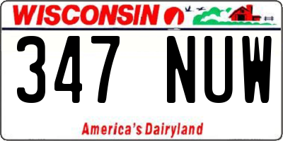 WI license plate 347NUW