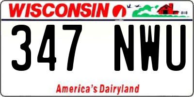 WI license plate 347NWU