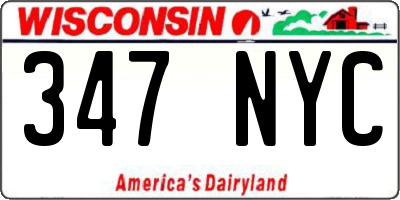 WI license plate 347NYC