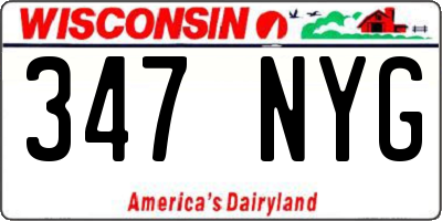 WI license plate 347NYG