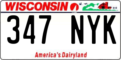 WI license plate 347NYK
