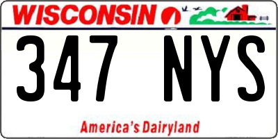 WI license plate 347NYS