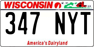 WI license plate 347NYT