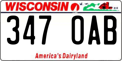 WI license plate 347OAB