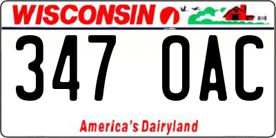 WI license plate 347OAC