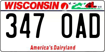 WI license plate 347OAD