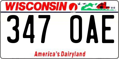 WI license plate 347OAE