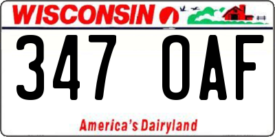 WI license plate 347OAF