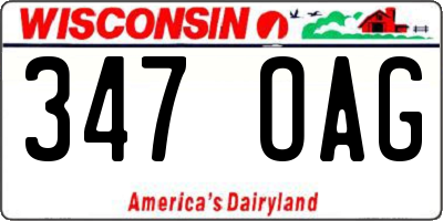 WI license plate 347OAG